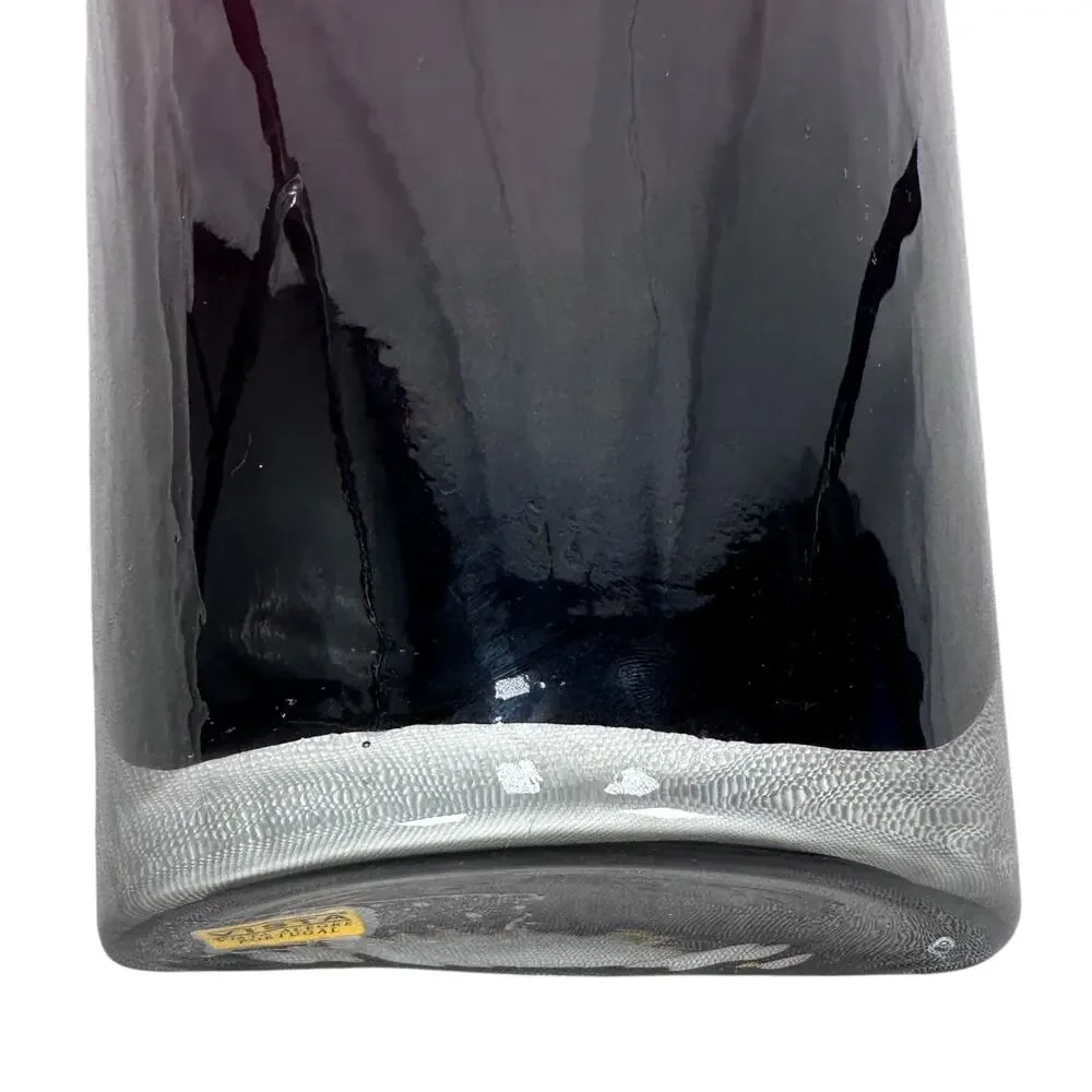 Vista Alegre Portugal Vase Amethyst Purple Glass‎ Abstract Flat Back Bowed Front